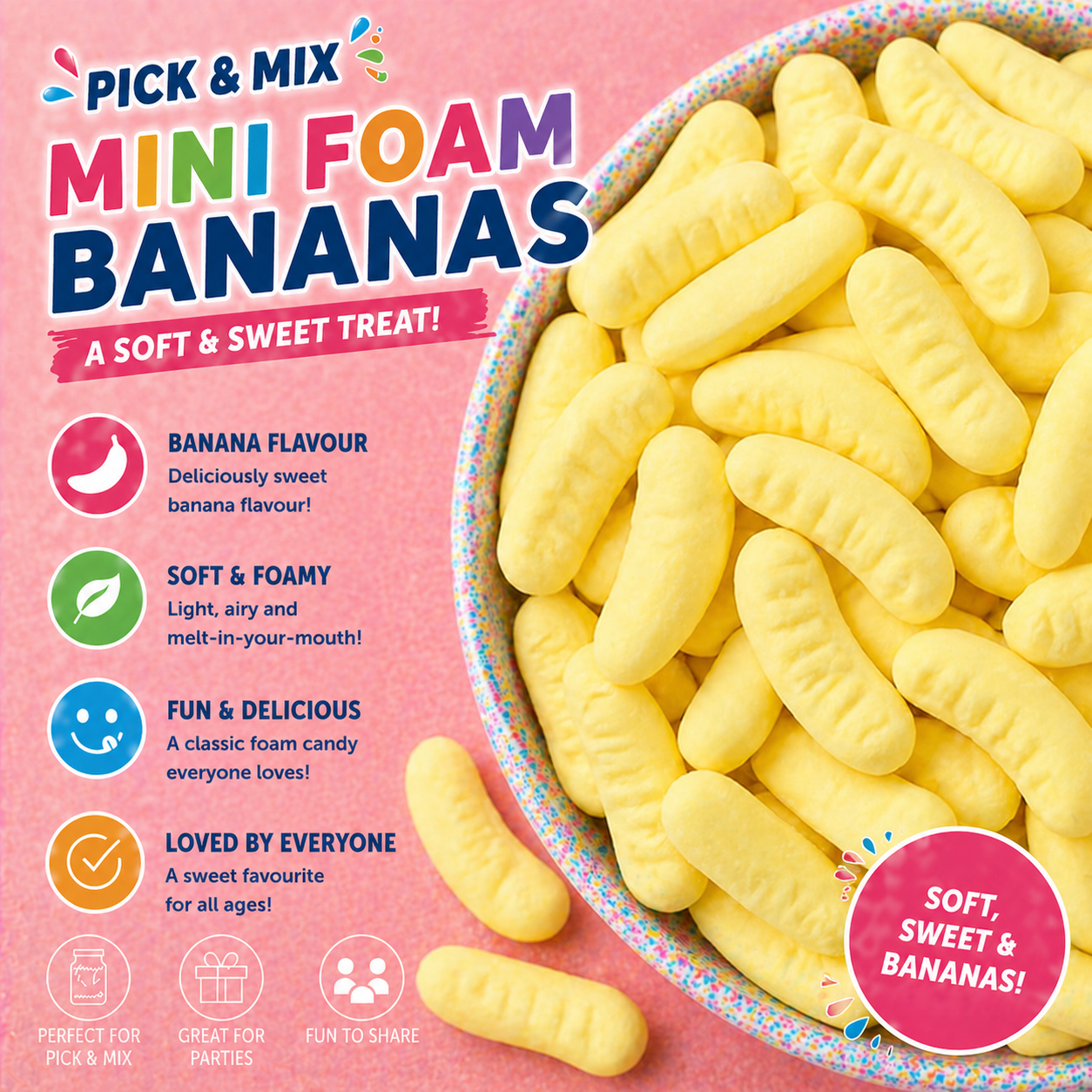 Mini Foam Bananas 100g