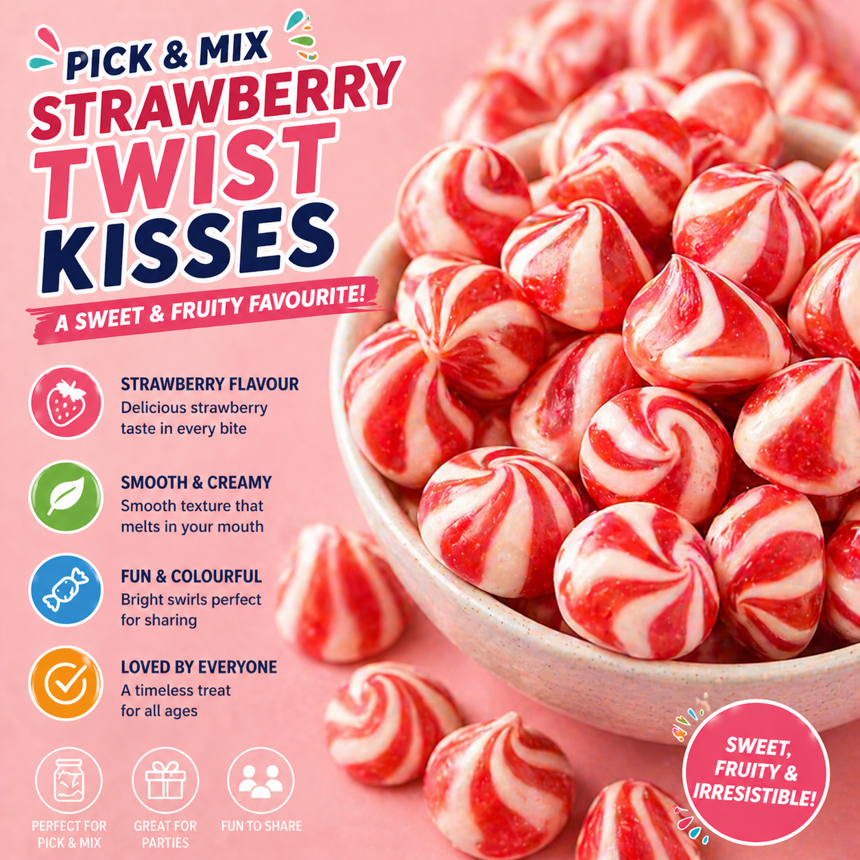 Strawberry Twist Kisses 100g