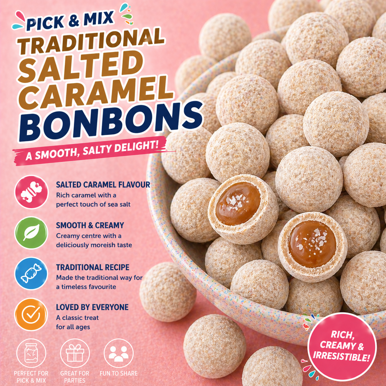 Traditional Bristows Salted Caramel Bonbons 100g