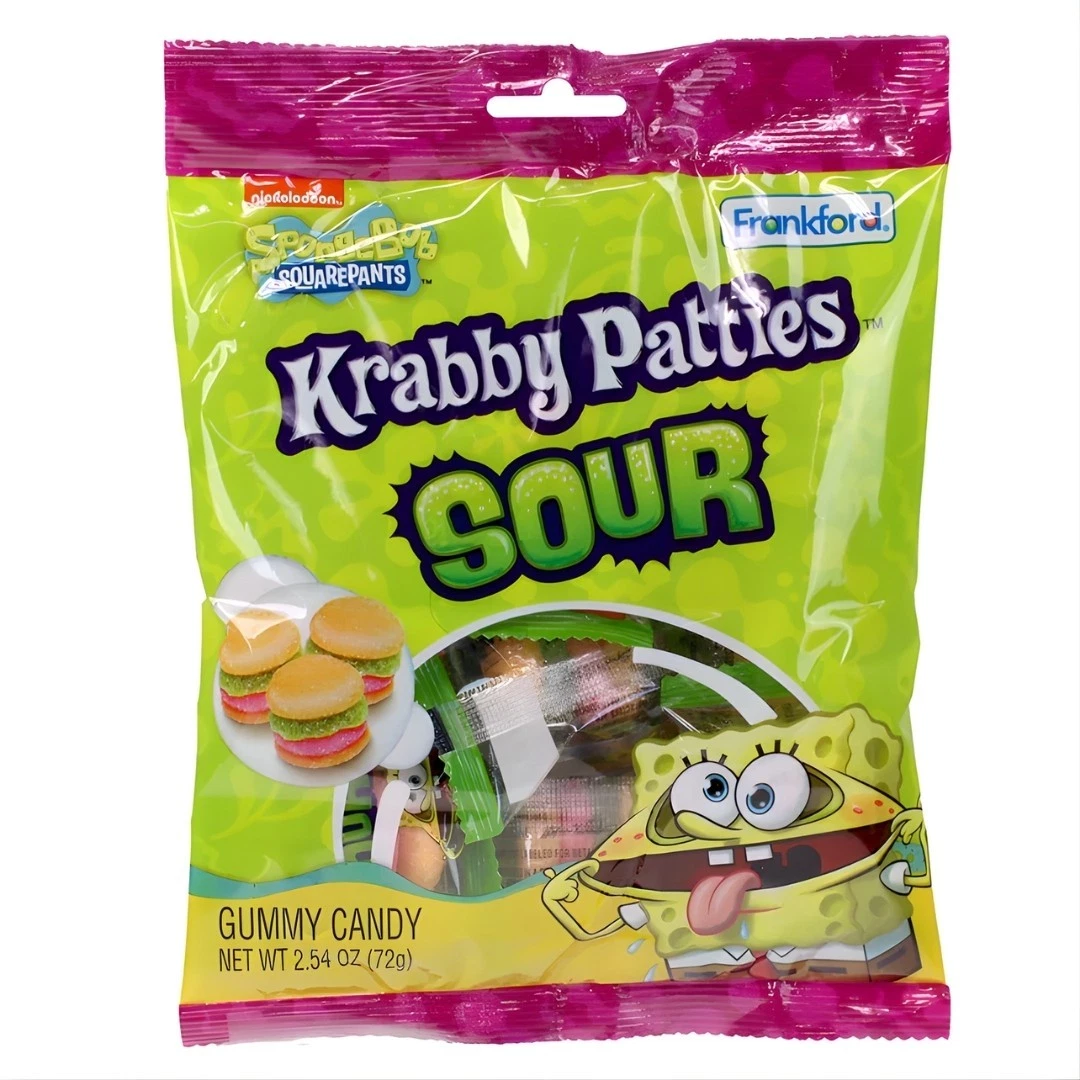 Krabby Patties Sour Gummy Candy Peg Bag 72g